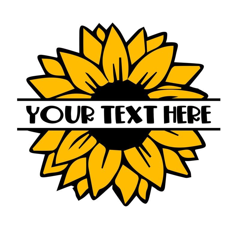 Split Sunflower SVG with Blank Space for Text Half Sunflower | Etsy