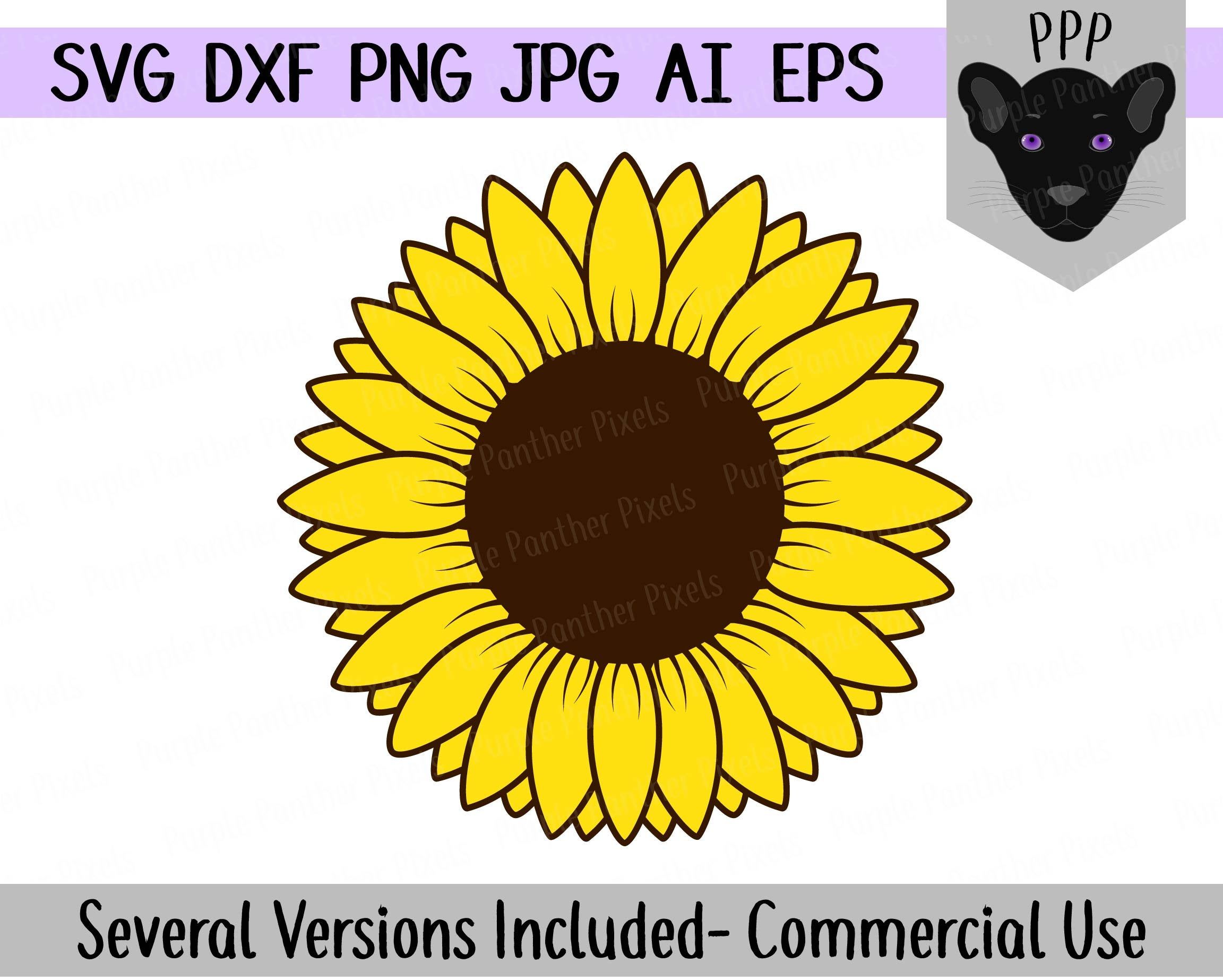 Sunflower SVG Sunflower Stencil DXF AI Eps Jpg Png Clipart - Etsy
