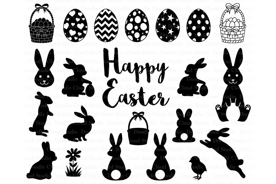 Easter Svg Cut Files Rabbit Svg Egg SVG File - Free Fonts - Download