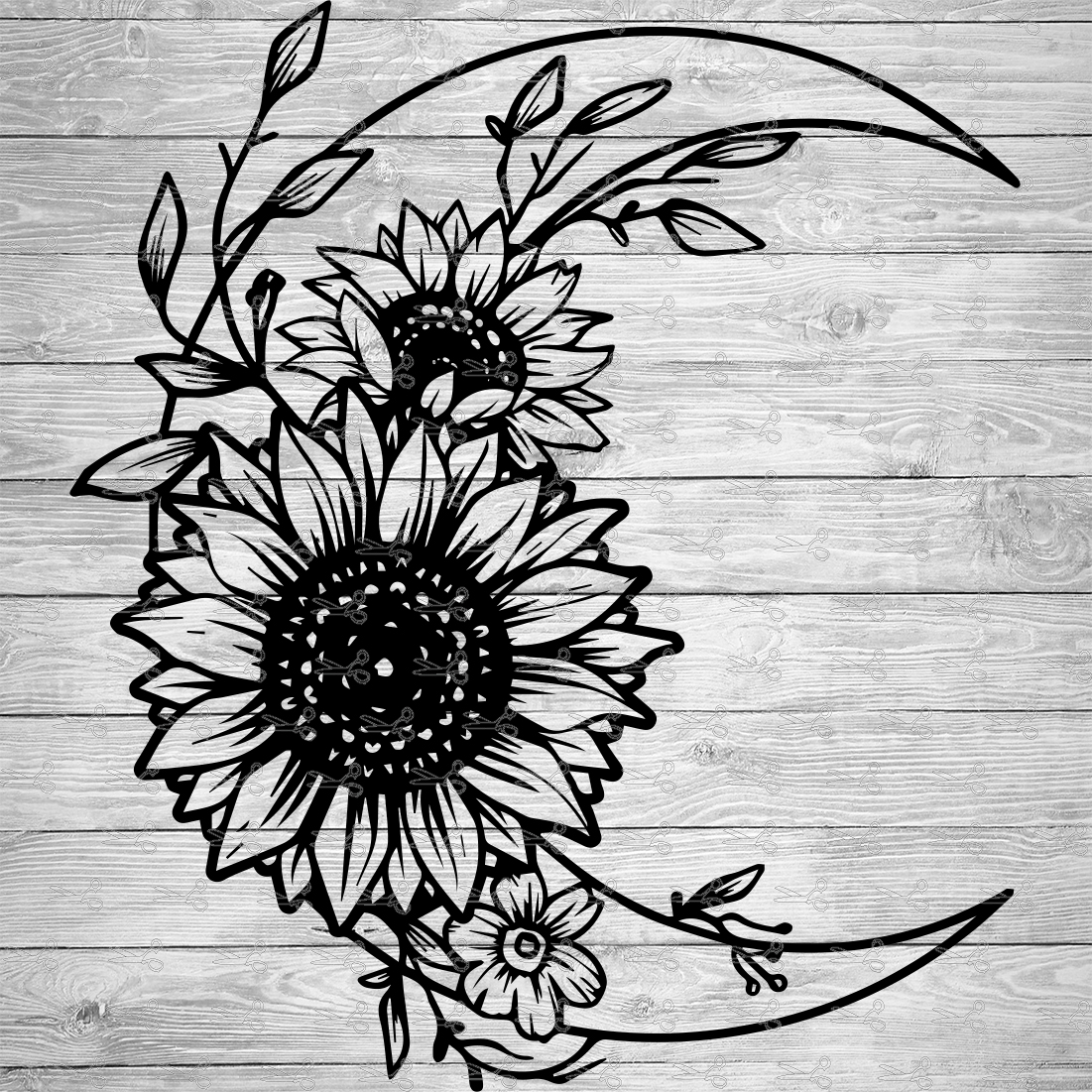 Moon Sunflower SVG,EPS & PNG Files - Digital Download files for Cricut
