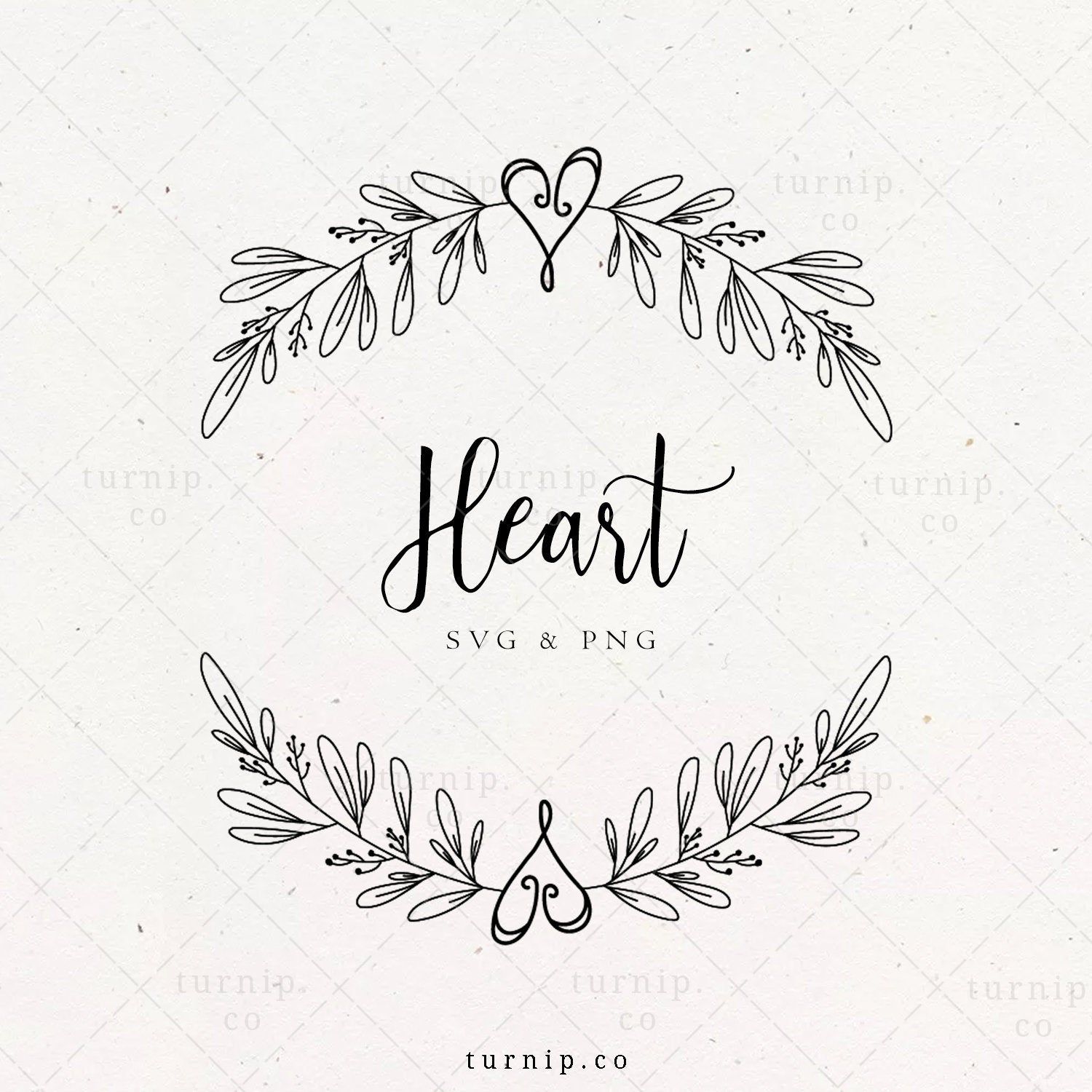 Heart Wreath SVG Floral Heart Wreath Clipart Leaf Border - Etsy