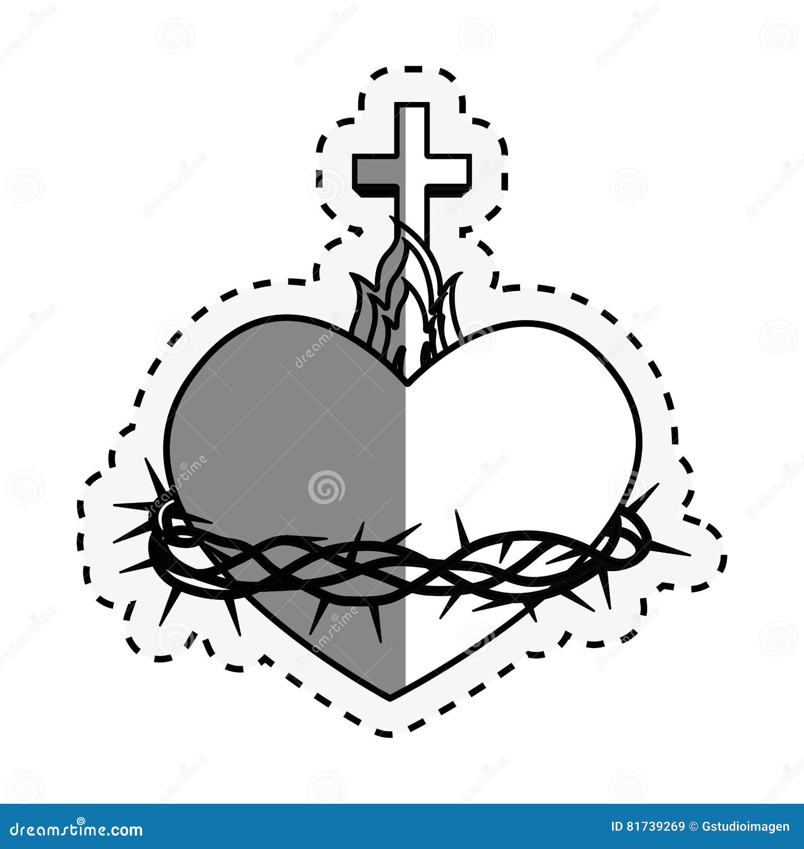 Sacred Heart of Jesus stock vector. Illustration of spiritual - 81739269