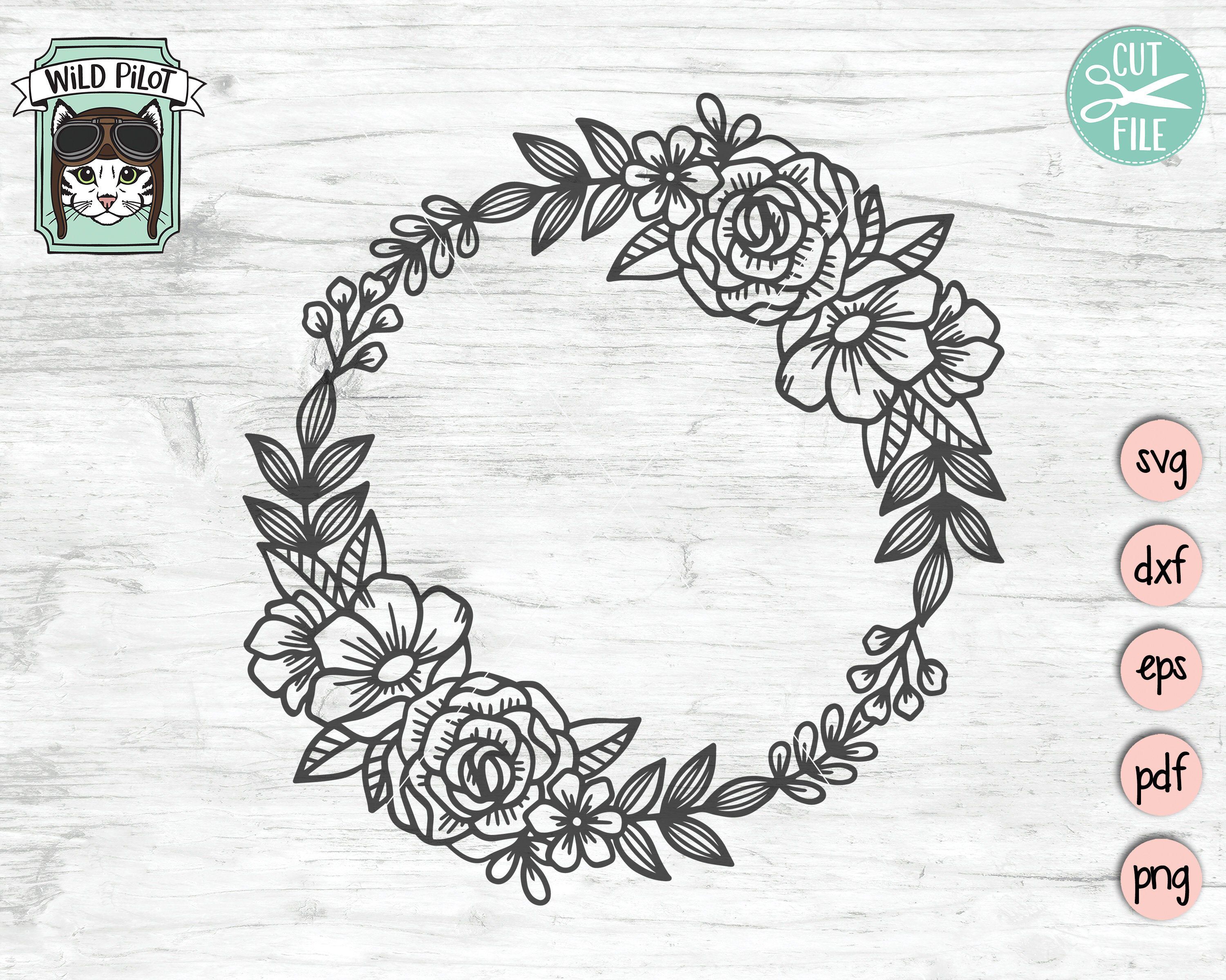 Floral wreath svg border monogram svg cutting file Clip Art Art