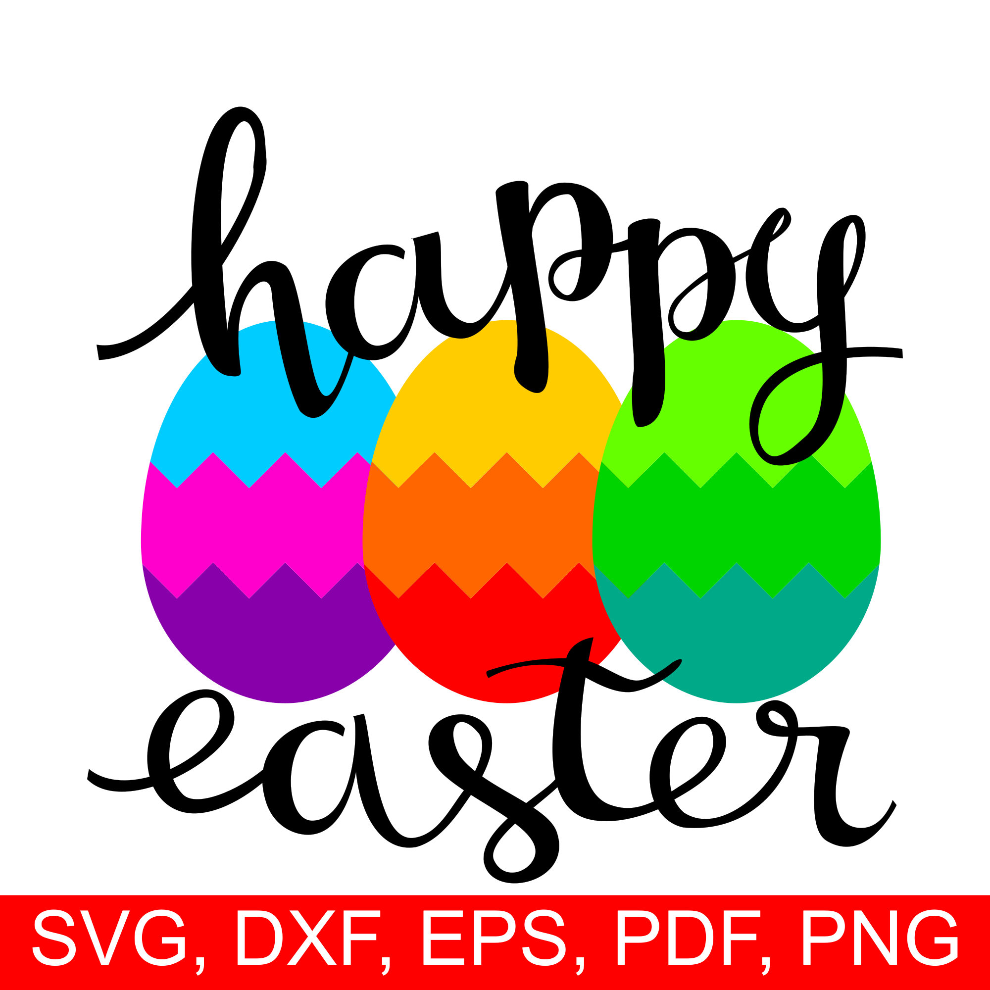 Happy Easter Eggs SVG file, Happy Easter clipart with colorful Easter