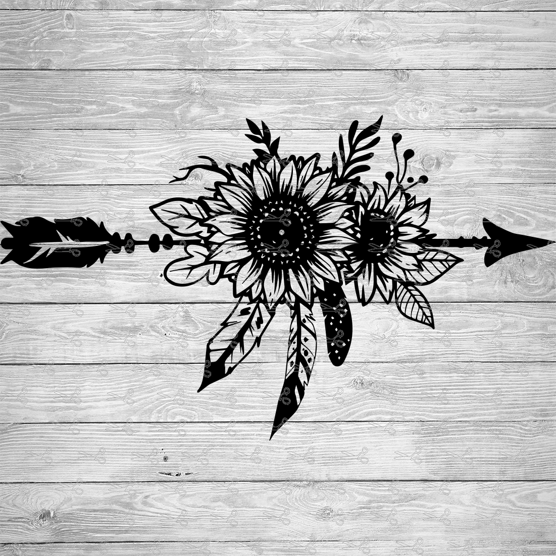 Sunflower with Arrow SVG,EPS & PNG Files - Digital Download files for