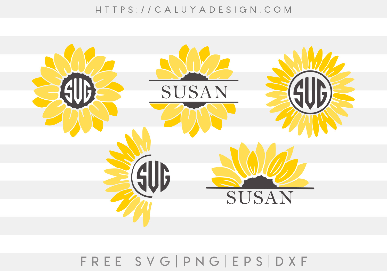 Free Sunflower Monogram SVG, PNG, EPS & DXF by Caluya Design